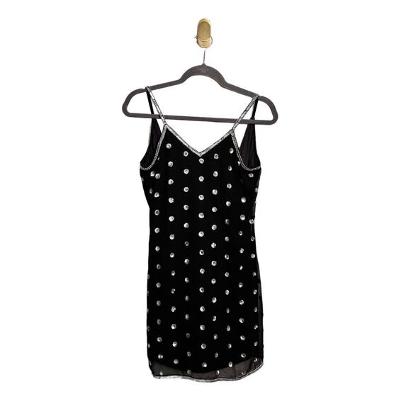 NWT Raga Black Silver Sequined Embellished Tank Mini Dress Small - Picture 1 of 4